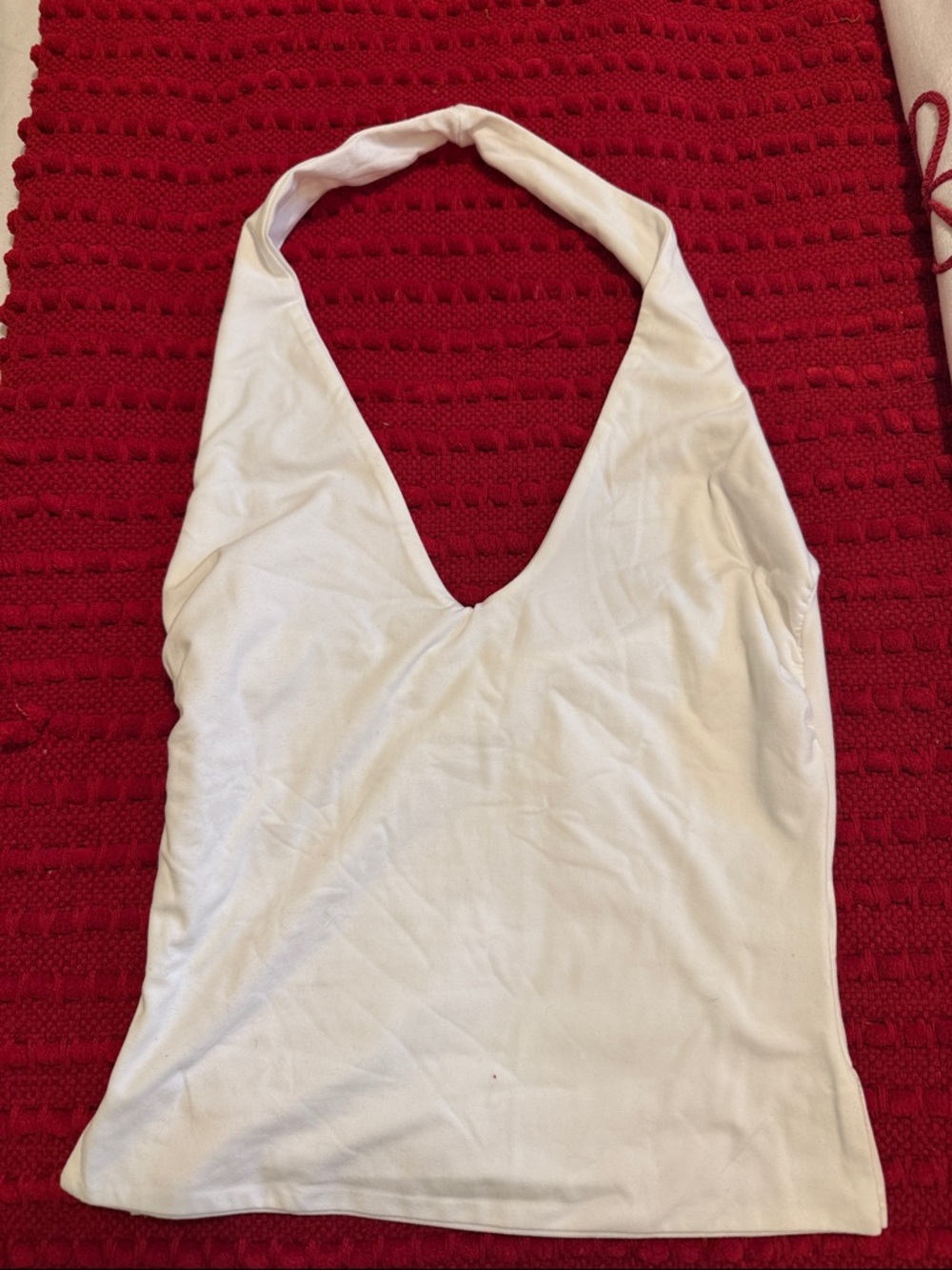White Halter V-Neck Tank Top